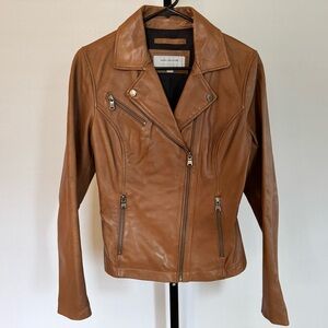 Marc New York Tan Leather Moto Jacket Asymmetrical Zipper
